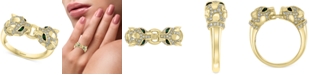 EFFY Collection EFFY&reg; Diamond (3/8 ct. t.w.) & Emerald Accent  Panther Head Ring in 14k Gold